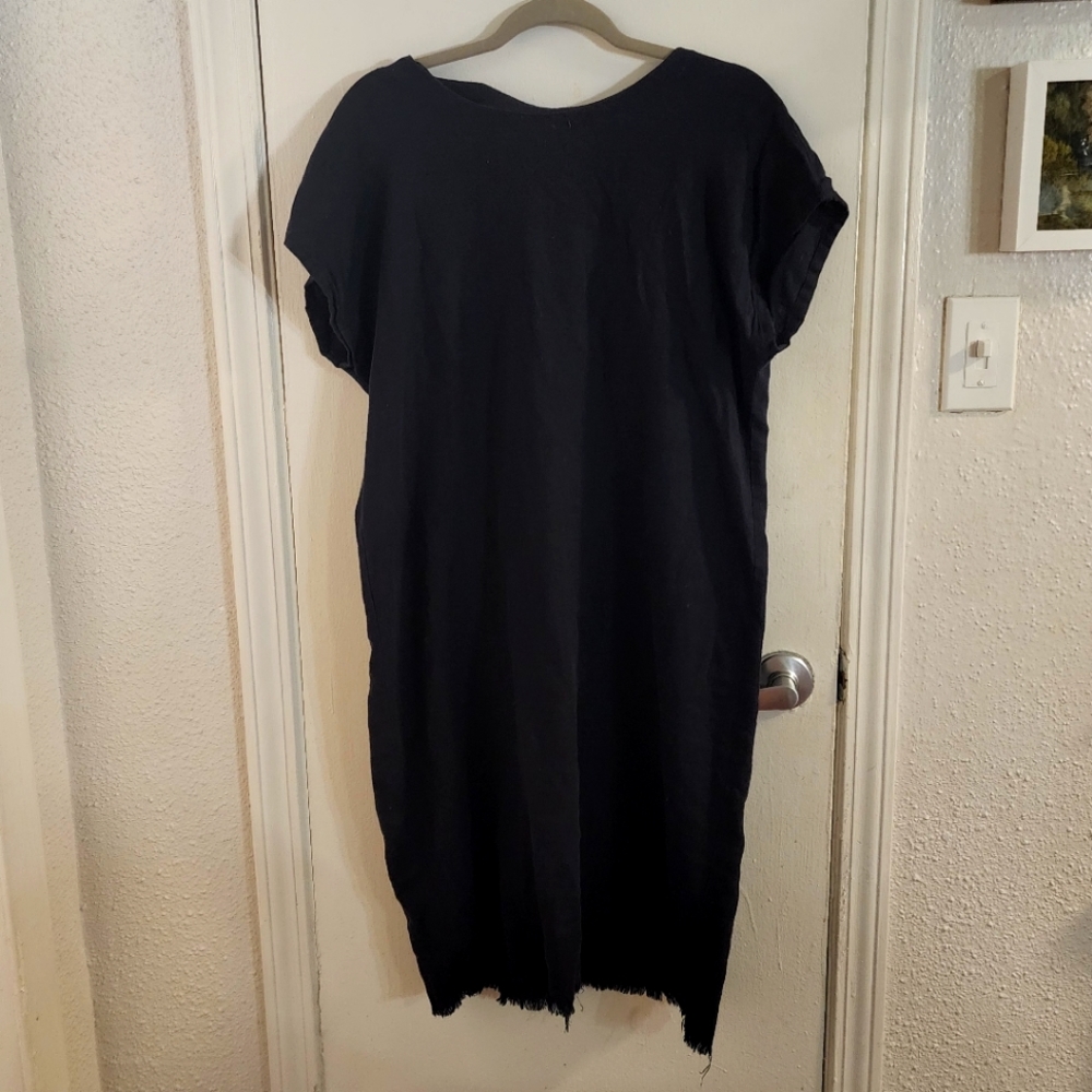 Black Linen midi dress